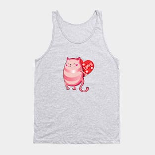 big heart pink cat Tank Top